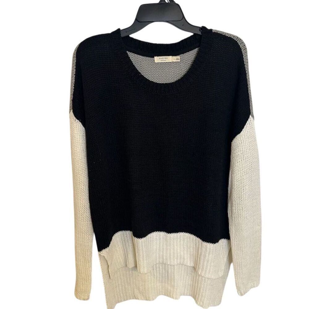 Harper Women's Color Block Knit Pullover Sweater Standard Size L Multicolor